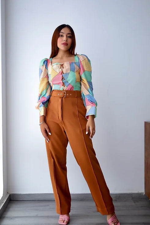 Stella Abstract Print Coord Set With Formal Trousers